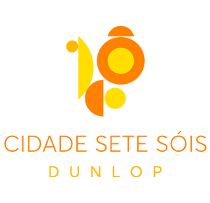 Imagem da logo da smart cidade Sete Sóis em Campinas nas cores laranja e amarelo. 